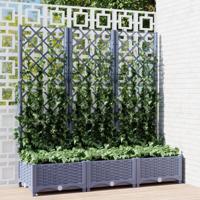 VidaXL Plantenbak met latwerk 120x40x121,5 cm polypropeen blauwgrijs