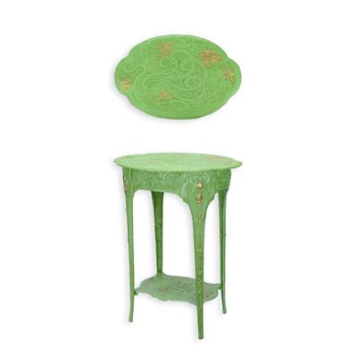 A GREEN CAST IRON ART NOUVEAU FLOWER TABLE