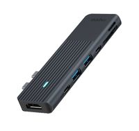 Rapoo USB-C Multiport Adapter, 7-in-2, grijs Desktop accessoire Zwart