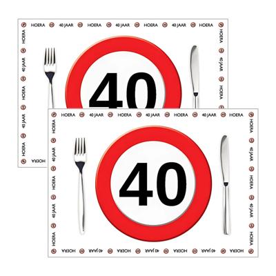 Placemat 40 jaar - 20x stuks - 42 x 30 cm - 90g - papier - verjaardag - jubileum