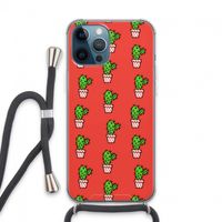 Mini cactus: iPhone 13 Pro Max Transparant Hoesje met koord