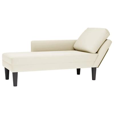 Chaise longue met kussen&rechterarmleuning fluweel crmekleurig