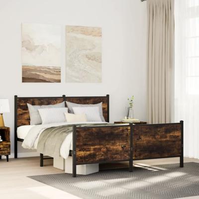 Bedframe zonder matras metaal gerookt eikenkleurig 140x190 cm