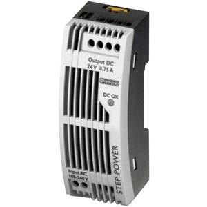 Phoenix Contact STEP-PS/1AC/12DC/1.5/FL DIN-rail netvoeding 12 V/DC 1.65 A 18 W Aantal uitgangen: 1 x Inhoud: 1 stuk(s)