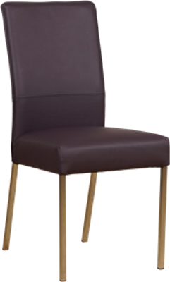 Donkerpaarse leren moderne eetkamerstoel Real - poot vierkant rvs - Hermes Leer Merlin (donkerpaars leer)