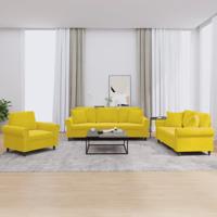 3-delige Loungeset met kussens fluweel geel