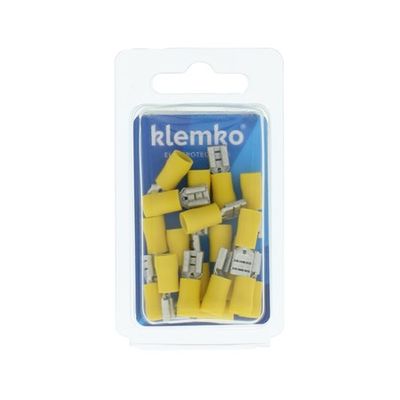 Vlakstekerhuls 6,3x0,8mm geel Geïsoleerd 25 stuks 171000 Klemko hersluitbare verpakking