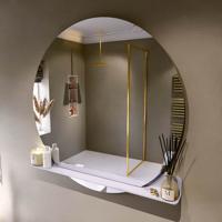 MONDIAZ SPOT spiegel rond 120cm met Spiegelplanchet kleur Cale.