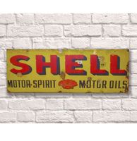 Shell Motor Spirit Motor Oils Rusty Metalen Bord 20 cm x 56 cm - thumbnail