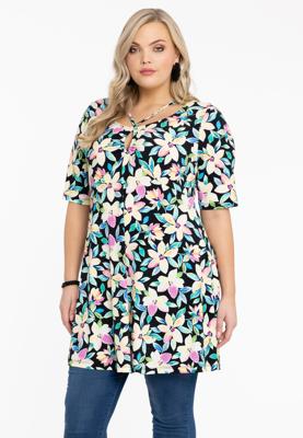 Yoek Tunic wide bottom strings OPAL | Zwart | Maat 58/60