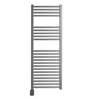 Sanicare elektrische design radiator 45x112cm zilvergrijs met Bluetooth en thermostaat links zwart