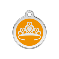 Crown Orange roestvrijstalen hondenpenning medium/gemiddeld dia. 3 cm - Reddingo