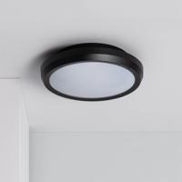 Plafondlamp rond zwart &apos;Curs&apos; 2X e27 fitting modern waterdicht rond IP65
