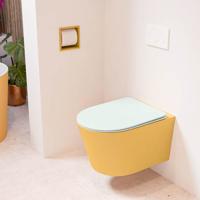 Wandcloset Mondiaz Lavie | Zonder spoelrand | Incl.Toiletzitting-Greey | Keramiek | Ocher (geel)