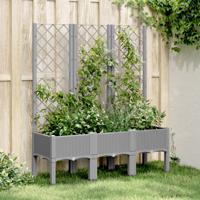VidaXL Plantenbak met latwerk 120x40x142 cm polypropeen lichtgrijs