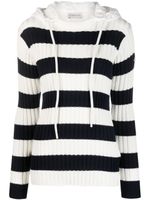 Moncler stripe knit hoodie - Blanc - thumbnail