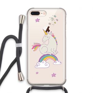 Regenboog eenhoorn: iPhone 7 PLUS Transparant Hoesje met koord