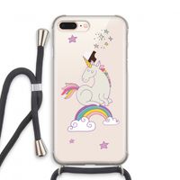 Regenboog eenhoorn: iPhone 7 PLUS Transparant Hoesje met koord