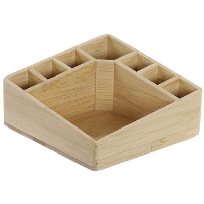 Bamboe make-up organizer/houder sorteerbakje 14 x 14 x 7 cm