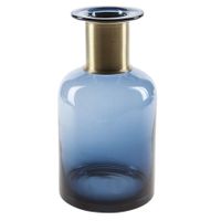 Flesvaas glas donkerblauw 12 x 23 cm   -