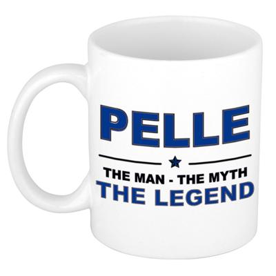 Pelle cadeau mok - man myth legend - naam koffiemok / beker - wit en blauw - 300 ml