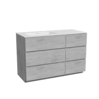 Storke Edge staand badmeubel 120 x 52 cm beton donkergrijs met Mata asymmetrisch linkse wastafel in solid surface mat wit - thumbnail