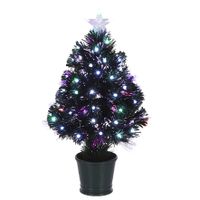 Fiber optic kerstboom/kunst kerstboom met knipperende verlichting en piek ster 60 cm - thumbnail