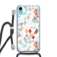 Gekleurde driehoekjes pastel: iPhone XR Transparant Hoesje met koord