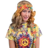 Carnaval verkleed set Hippie - peace ketting en een hoofband - dames Carnaval verkleed set Hippie - peace ketting en een hoofband - dames