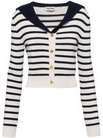 Miu Miu cardigan rayé à col italien - Blanc