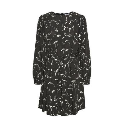 VERO MODA CURVE A-lijn jurk VMODEA NELLIE van gerecycled polyester zwart/wit VERO MODA CURVE A-lijn jurk VMODEA NELLIE van gerecycled polyester zwart/wit