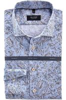 OLYMP SIGNATURE Tailored Fit Overhemd lichtblauw/bruin, Motief