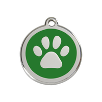Paw Print Green roestvrijstalen hondenpenning medium/gemiddeld dia. 3 cm - RedDingo