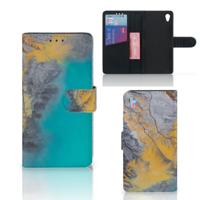 Sony Xperia Z3 | Bookcase | Marble Blue Gold Sony Xperia Z3 | Bookcase | Marble Blue Gold