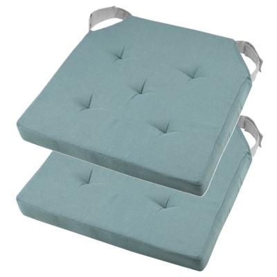 Stof Textile stoelkussen DUO - 2x - jade groen - 38 x 38 x 4 cm - klittenband sluiting