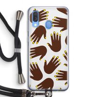 Hands dark: Samsung Galaxy A40 Transparant Hoesje met koord Hands dark: Samsung Galaxy A40 Transparant Hoesje met koord