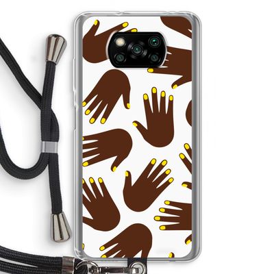Hands dark: Xiaomi Poco X3 Pro Transparant Hoesje met koord