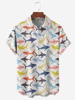 Shark Chest Pocket Short Sleeve Casual Shirt - thumbnail
