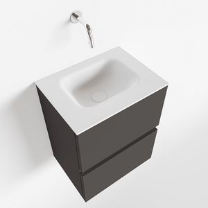 MONDIAZ ADA 40cm toiletmeubel dark grey. LEX wastafel talc midden zonder kraangat