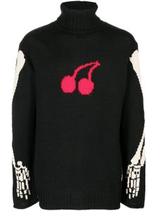 Yohji Yamamoto pull en maille intarsia à col roulé - Noir