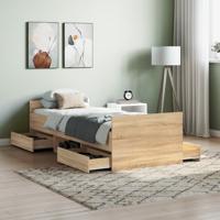 Bedframe met hoofd- en voeteneinde sonoma eikenkleur 75x190 cm