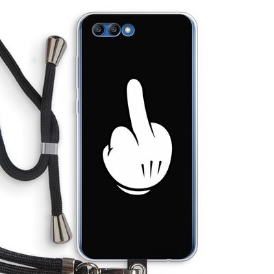 Middle finger black: Honor 10 Transparant Hoesje met koord