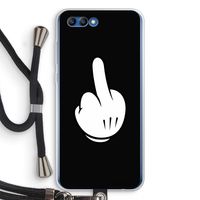 Middle finger black: Honor 10 Transparant Hoesje met koord