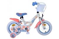 Stitch Stitch Kinderfiets Meisjes 12 inch Twee handremmen Crème Koraal Blauw - thumbnail