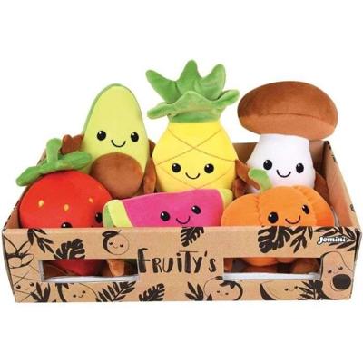 JEMINI Fruity 's doos met 6 zachte pluchen groenten en fruit +/- 17 cm