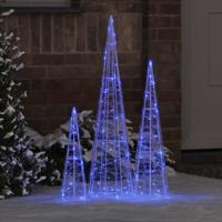 VidaXL Kerstboom met 90 led 3 pcs blauw 20 x 20 x 80 cm acryl
