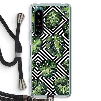 Geometrische jungle: Sony Xperia 5 III Transparant Hoesje met koord
