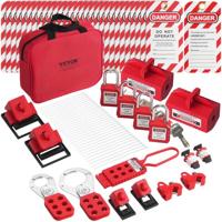 VEVOR elektrische vergrendeling Tagout-set, 47-delige Loto-beveiligingsset met hangsloten, grendels, tags, nylon riemen, stekkervergrendelingen, stroomonderbrekervergrendelingen en draagtas