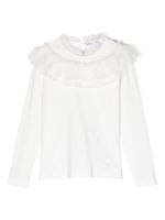 Monnalisa t-shirt en coton à col volanté - Blanc