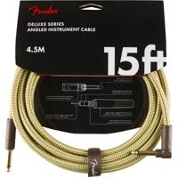 Fender Deluxe Cables instrumentkabel 4.5m geel tweed recht+haaks